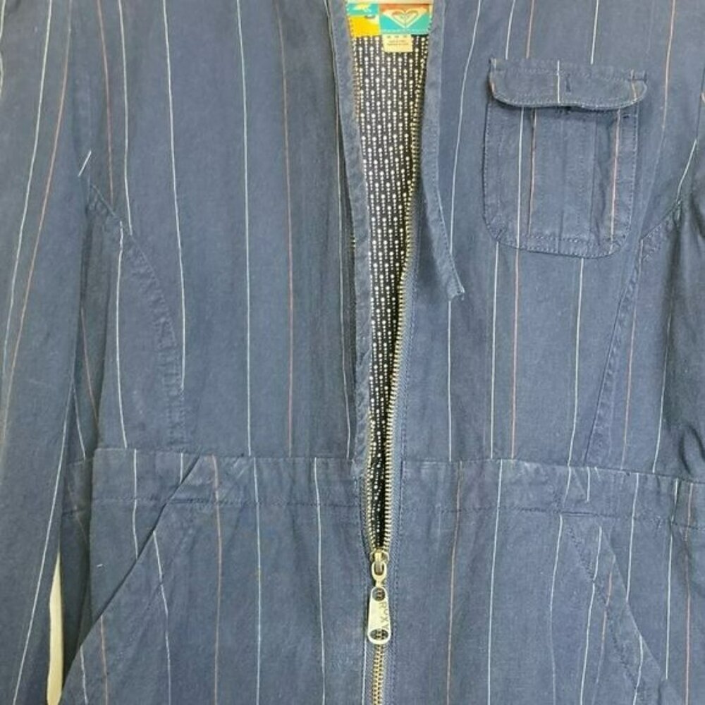 Roxy Shacket Lightweight Full Zip Navy Pinstripe … - image 6